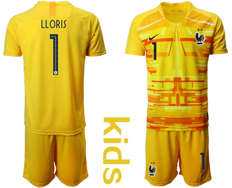 2021 European Cup France yellow Youth goalkeeper #1 soccer jerseys->youth soccer jersey->Youth Jersey
